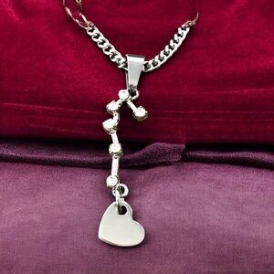 🆕 Cancer Crystal Constellation Heart Necklace Alloy/Stainless Steel